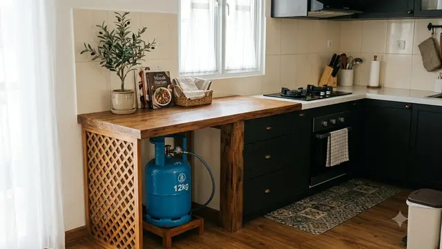 Desain Tempat Tabung Gas di Kitchen Set yang Estetik