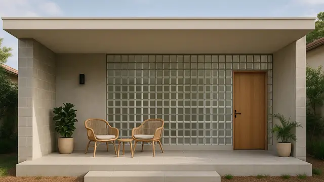 Model Teras Rumah Kombinasi Batako Plester dan Glass Block Minimalis/Ilustrasi AI