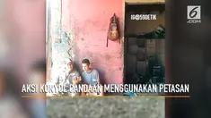Aksi konyol sekaligus lucu dilakukan sekolompok pria saat menjahili temannya dengan petasan.