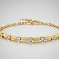 Gelang Emas Rantai Pasir dengan Berlian Mini/Gelang Emas Kombinasi Batu Permata dan Rantai Pasir Anti-Mainstream (Sumber: gemini.com)