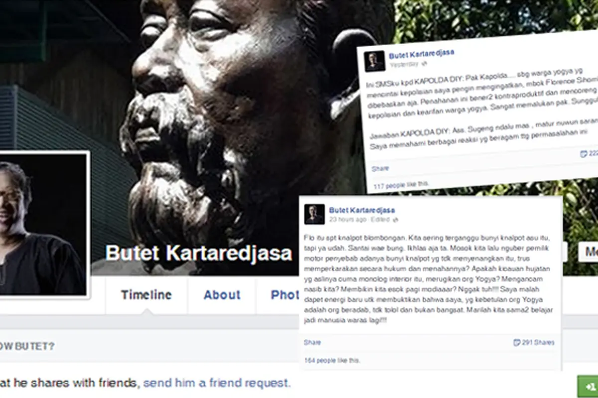 Melalui FB Butet Kartaredjasa 'Membela' Florence Sihombing
