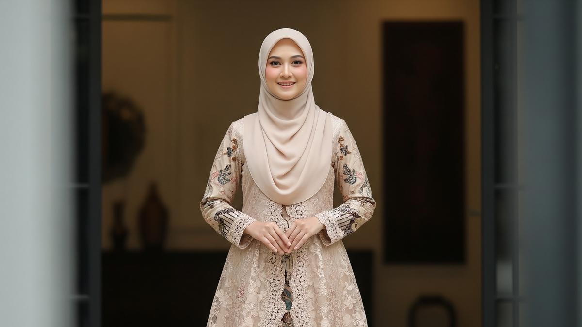 10 Model Gamis Batik Brokat Warna Champagne, Cocok untuk Ramadan 2026
