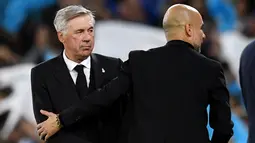 Real Madrid gagal lolos ke final setelah kalah dari Manchester City 4-0. (AFP/Oli Scarff)