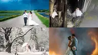 Foto-foto pernikahan ini bukan hanya romantis, namun juga dramatis dan ekstrem!