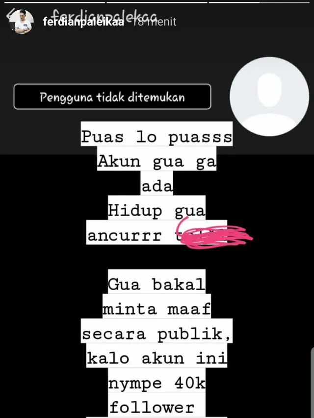 Unggahan Ferdian Paleka. (Foto: Instagram @ferdianpaleikaa)