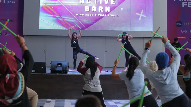 Olahraga poundfit di Fimela Fest 2018