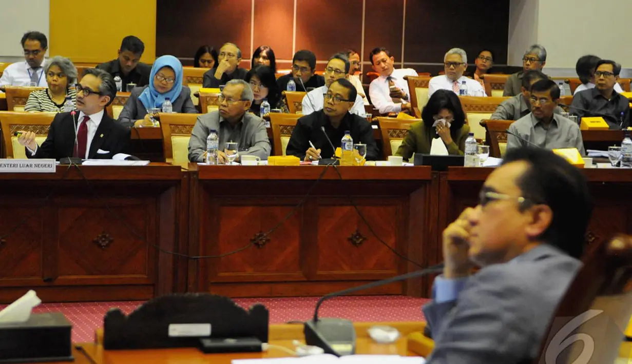 Pertemuan itu ditujukan sebagai rapat kerja pemaparan pencapaian yang telah dilakukan Kemlu lima tahun terakhir, Jakarta, Rabu (17/9/2014) (Liputan6.com/Andrian M Tunay)