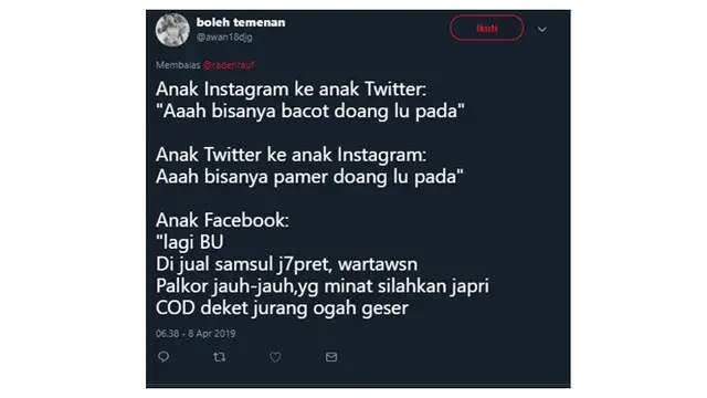 Perbedaan Komentar Anak Instagram, Twitter dan Facebook