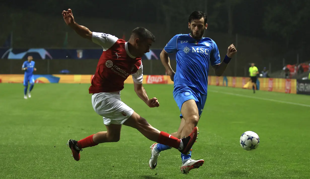 Napoli berhasil meraih kemenangan 2-1 atas Braga. (AP Photo/Luis Vieira)