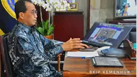 Menteri Perhubungan Budi Karya Sumadi dalam dialog publik secara virtual dengan tema Pelabuhan Patimban dan Geliat Ekonomi Nasional pada Jumat (20/11).