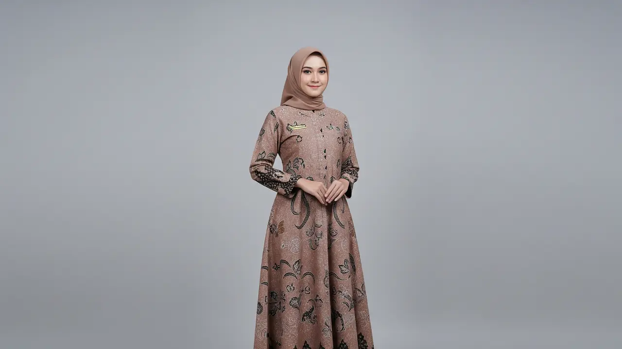 Model Gamis Batik Elegan untuk Ibu Wali Murid