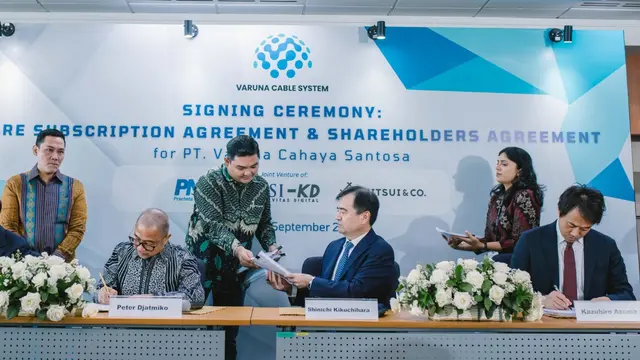 Penandatanganan pembentukan perusahaan patungan Varuna Cable Systems atau PT Varuna Cahaya Santosa (VCS) (Foto: Istimewa)