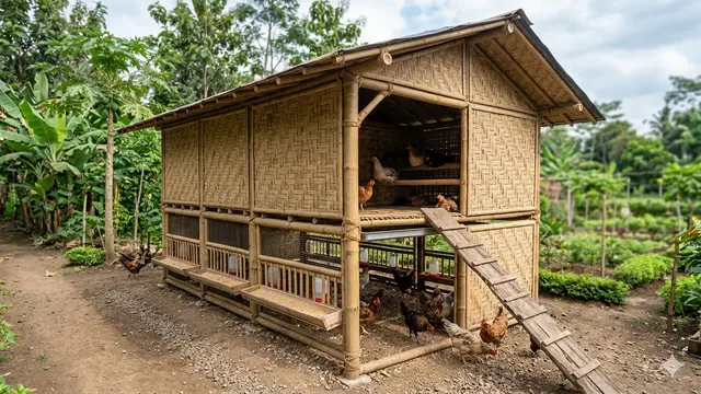 Desain Kandang Ayam Dinding Bambu Murah dan Sejuk. Gemini
