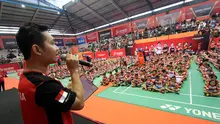 PB Djarum memulai program Audisi Umum Beasiswa Bulutangkis, di Gor Satria, Purwokerto, Sabtu (21/7/2018). Dalam tahap awal, sebanyak 805 orang telah terdaftar sebagai peserta di kota tersebut.