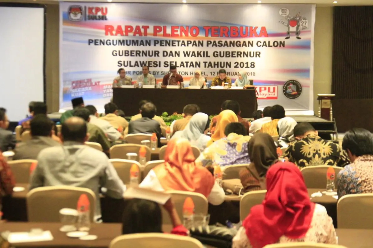 Rapat Pleno Penetapan Pasangan Calon Pilgub Sulawesi Selatan (Liputan6.com/Fauzan)
