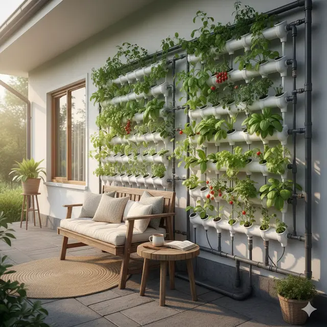 Desain Teras Rumah Sederhana dengan Tanaman Vertikal