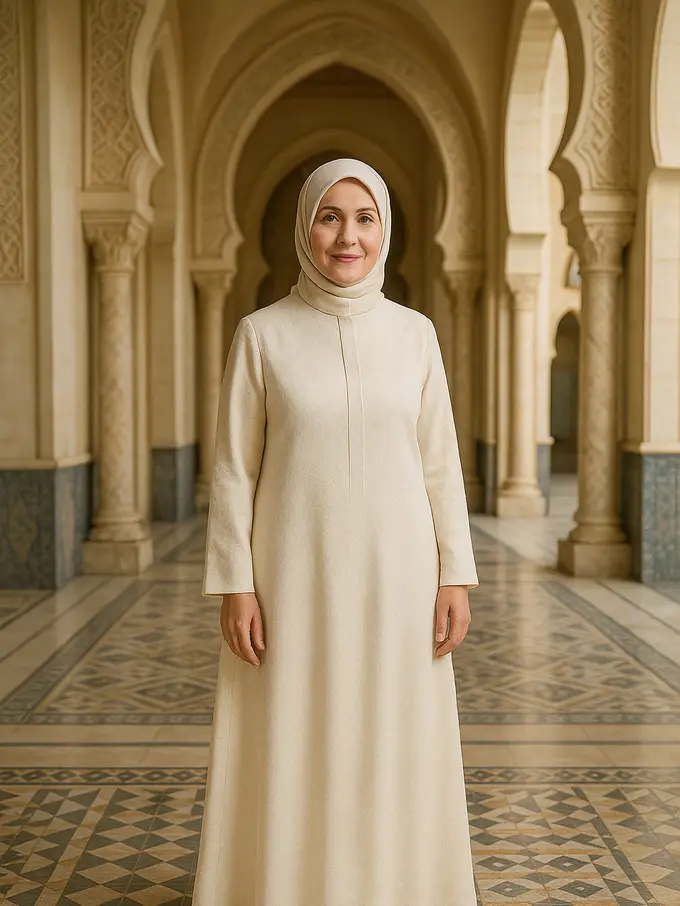 Gamis Embos untuk Kondangan Ibu-Ibu Usia 50 Tahunan