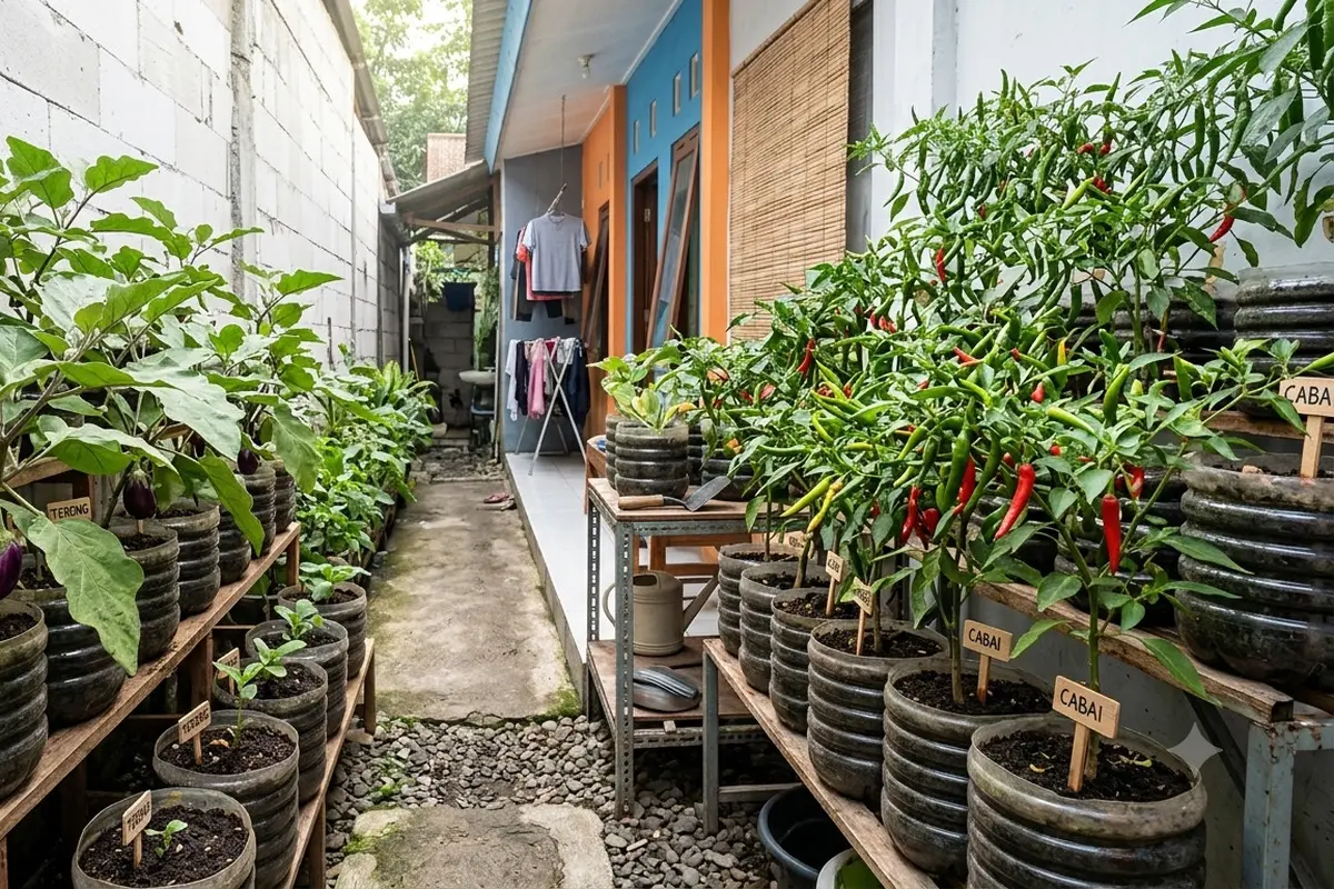 Cara Menggunakan Galon Mini 5 Liter untuk Kebun Terong dan Cabai