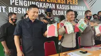 Polda Sulawesi Barat saat konfrensi pers kasus peredaran narkotika (Foto: Liputan6.com/Abdul Rajab Umar)