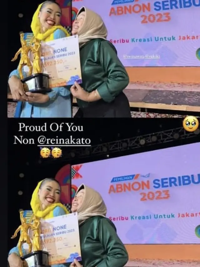 Reina, adik Yuki Kato saat meraih juara Favorit Abang None Kepulauan Seribu, credit: @yukikt