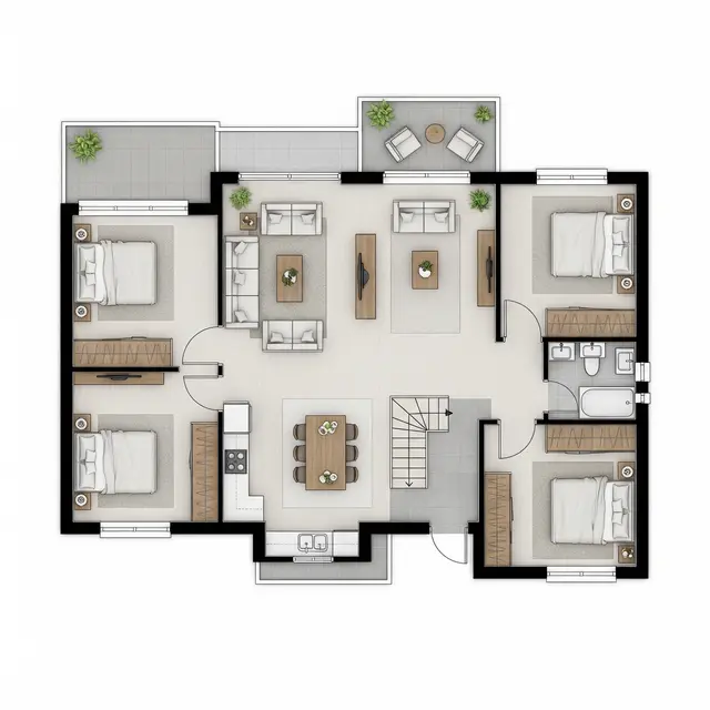 8 Model Denah Rumah Sederhana Kamar 4 Terbaru yang Efisien dan Fungsional