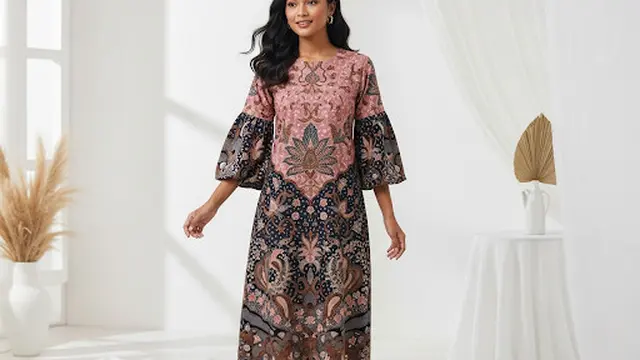 Midi Dress Batik Full Motif Parang atau Mega Mendung