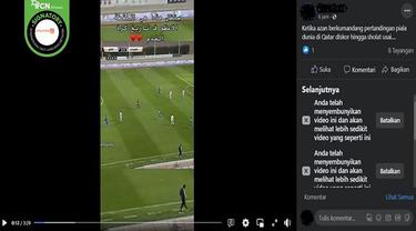 Gambar Tangkapan Layar Video yang Diklaim Pertandingan Piala Dunia Qatar 2022 Diskor saat Azan Berkumandang (sumber: Facebook).