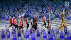 Kontingen Palestina melintas saat pembukaan Asian Games 2018 di Stadion Utama Gelora Bung Karno (SUGBK), Jakarta, Sabtu (18/8). Asian Games 2018 diikuti 45 negara. (Merdeka.com/Imam Buhori)