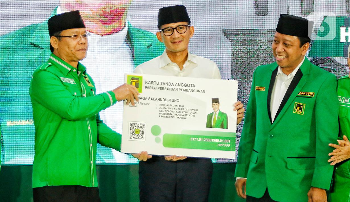 Sebagai kader PPP, peluang Sandiaga untuk diusulkan sebagai cawapres Ganjar Pranowo di Pilpres 2024 juga kian besar. (Liputan6.com/Angga Yuniar)