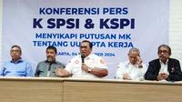 Dua konfederasi buruh tebesar di Tanah Air yaitu, Konfederasi Serikat Pekerja Seluruh Indonesia (KSPSI) dan Konfederasi Serikat Pekerja Indonesia (KSPI) memperingatkan Pemerintah untuk patuh menaati putusan Mahkamah Konstitusi (MK) tentang UU Cipta Kerja. Presiden KSPSI Andi Gani Nena Wea menegaskan, perjuangan panjang buruh selama 4 tahun baik di jalanan maupun secara konstitusi janganlah kembali diabaikan. (Istimewa)