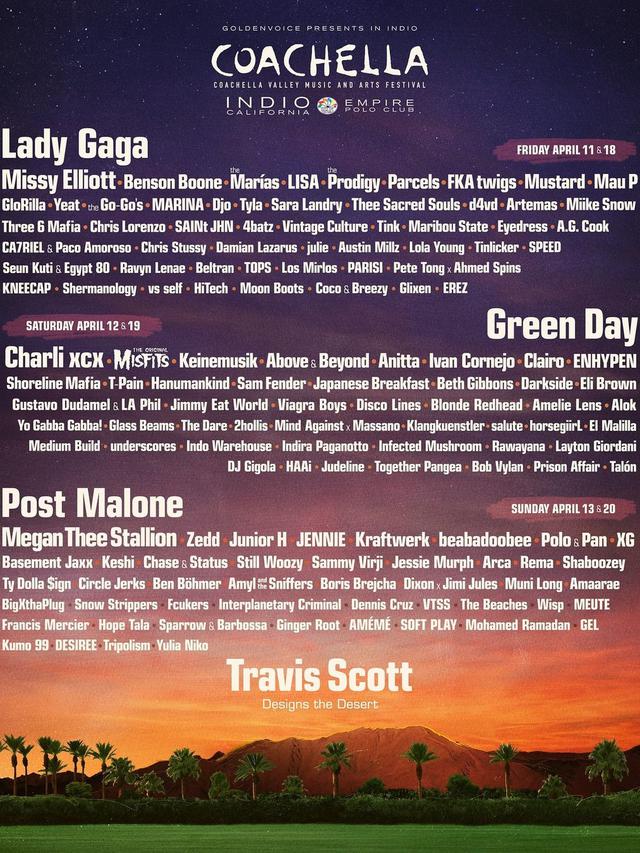 Deretan artis yang tampil di Coachella 2025. (Instagram/ coachella)