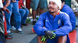 Manny Pacquiao sedang beristirahat usai berlatih di Griffith Park, Los Angeles, Amerika Serikat, (Istimewa).