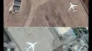 Dan kota Tabriz yang diketahui menjadi lokasi pangkalan Angkatan Udara utama Iran yang menjadi target serangan Israel dalam beberapa hari terakhir. (Foto oleh Citra satelit ©2025 Maxar Technologies/AFP)