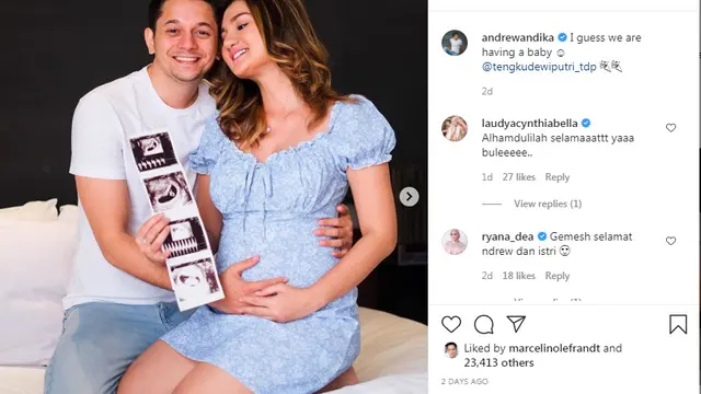 istri Andrew Andika hamil anak pertama