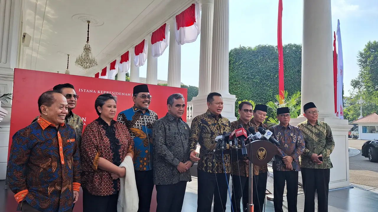 Pimpinan MPR usai bertemu dengan Presiden Joko Widodo atau Jokowi di Istana Kepresidenan Jakarta, Rabu (9/8/2023).