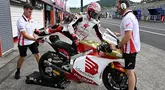 Pembalap Indonesia Mario Aji akan menjadi satu-satunya fokus Honda Team Asia di Moto2 Jepang 2024. (AFP/Toshifumi Kitamura)