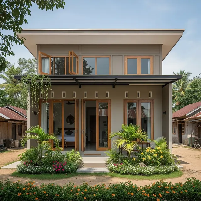 Inspirasi Rumah Kecil di Desa dengan Konsep Tropis Modern
