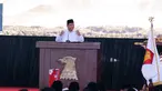 Ketua umum Partai Grindra Prabowo Subianto memberikan pidato politik pada acara Rapimnas dan Apel Kader Partai Gerindra di Hambalang, Kabupaten Bogor, Jawa Barat, Rabu (16/10/2019). Ada empat agenda yang  dilaksanakan dalam Rapimnas tersebut. (Liputan6.com/Herman Zakharia)