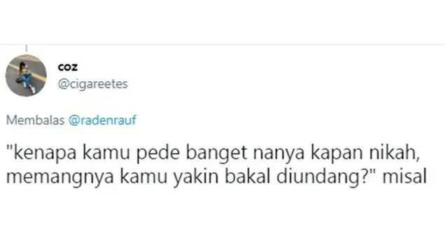 7 Jawaban Netizen Ditanya Kapan Nikah Ini Bikin Geleng Kepala