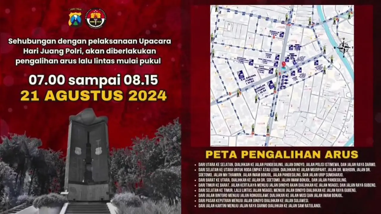 Polisi lakukan rekayasa lalu lintas saat Hari Juang Polri Rabu besok. (Istimewa)