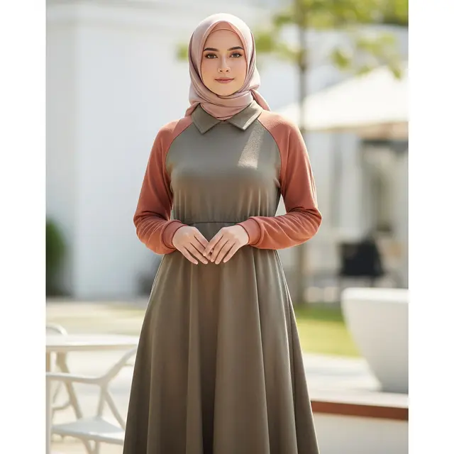 Midi Dress Linen Raglan Sleeve