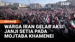 Pendukung pemerintah Iran berkumpul di Lapangan Enghelab, Teheran, untuk menyatakan sumpah setia kepada Ayatollah Mojtaba Khamenei yang diumumkan sebagai pemimpin tertinggi Iran yang baru.