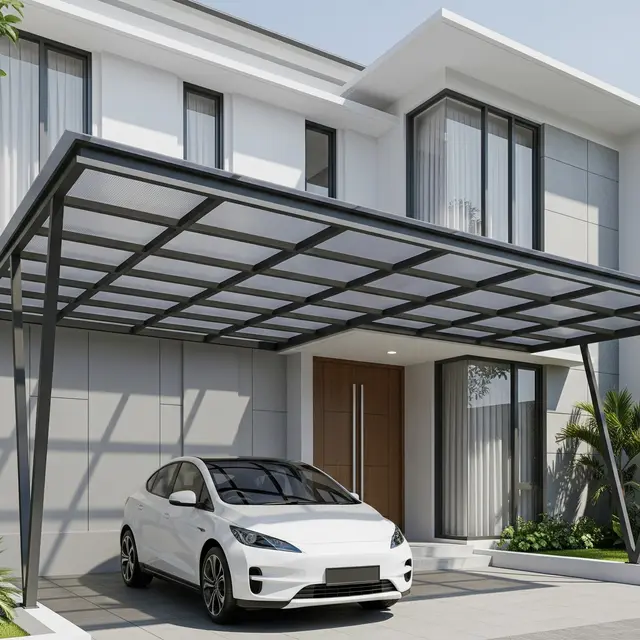 rumah dengan carport baja ringan modern minimalis