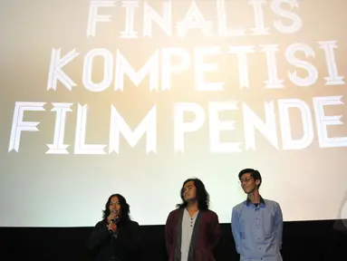 Para finalis XXI Short Film Festival 2015 berbagi pengalaman dengan para penonton di Epicentrum XXI, Kuningan, Jakarta, Kamis (19/3/2015). Jumlah pendaftar film pendek naik 50% dari perhelatan sebelumnya (Liputan6.com/Panji Diksana)