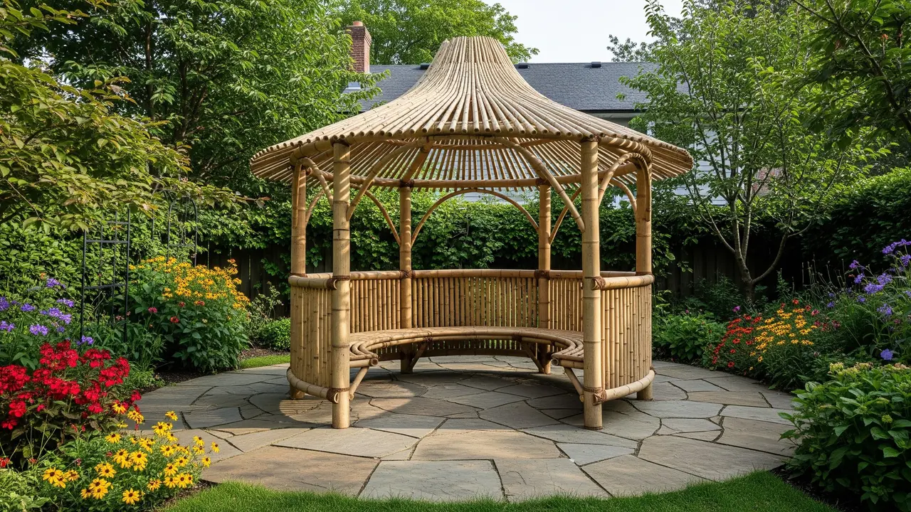 Ide Gazebo Mini dari Bambu untuk Tengah Kebun Belakang Rumah/Gemini AI