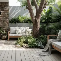 Desain Teras Samping Estetik Terhubung dengan Taman