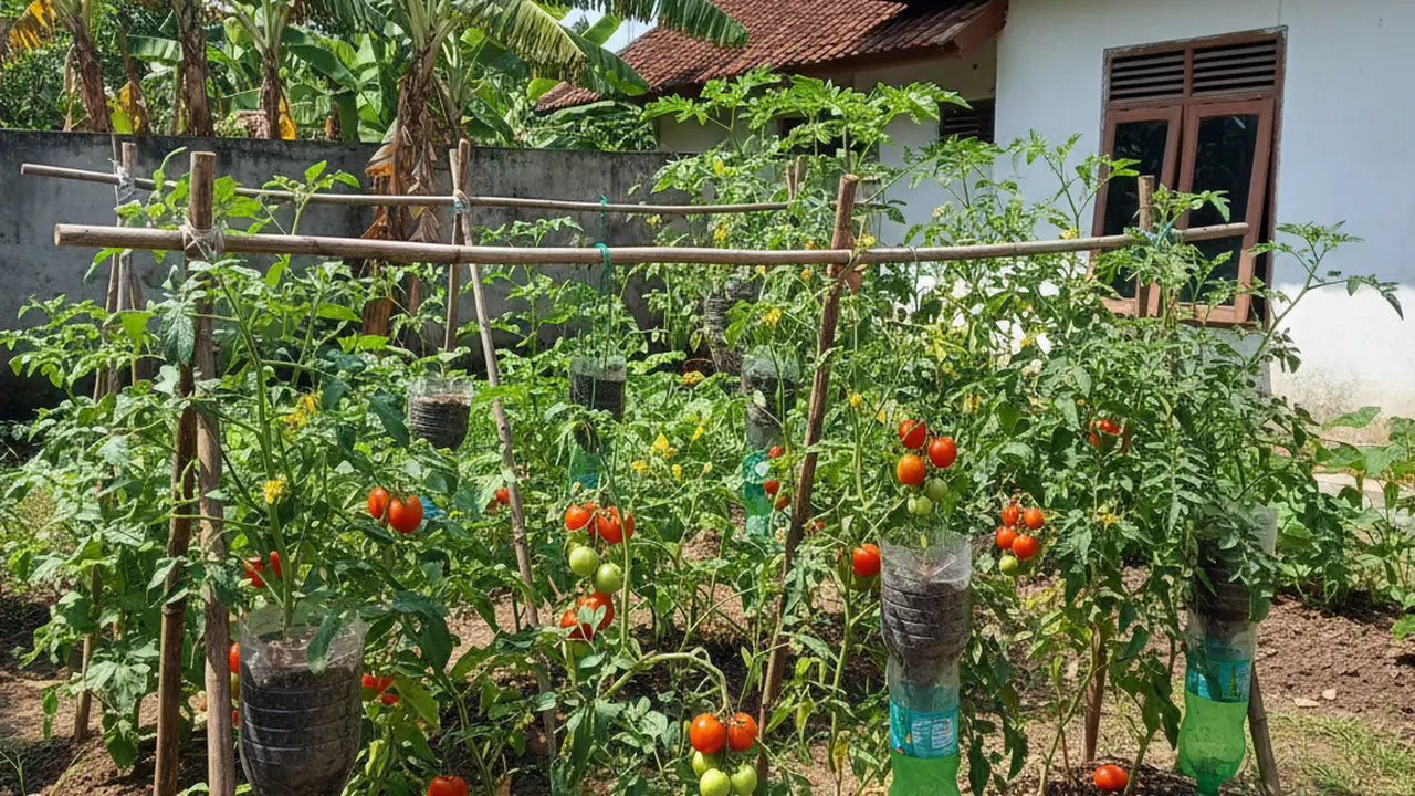 tomat ditanam di botol plastik