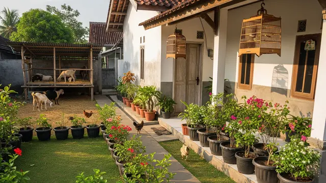 9 Desain Halaman Rumah Desa Dekat Ternak Tetap Estetik
