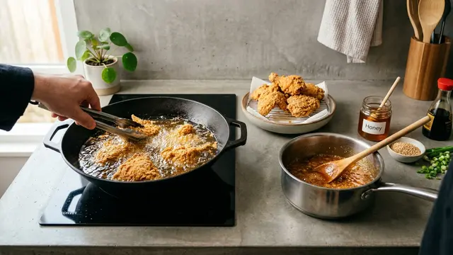 Ilustrasi resep ayam crispy saus madu