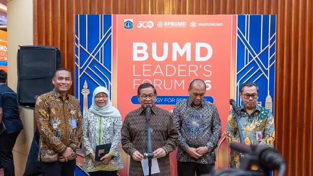 Gubernur Jakarta Pramono Anung saat menghadiri BUMD Leaders Forum yang digelar Badan Pembinaan BUMD (BP BUMD) DKI Jakarta bersama Bank Jakarta di Jakarta Utara. (Liputan6/Winda Nelfira)